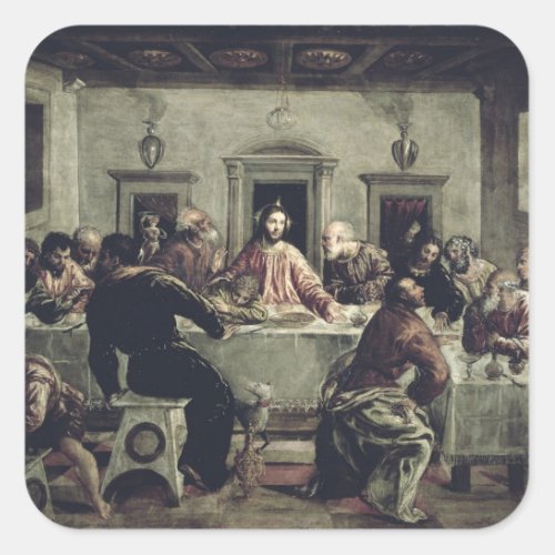 The Last Supper oil on canvas 2 Square Sticker