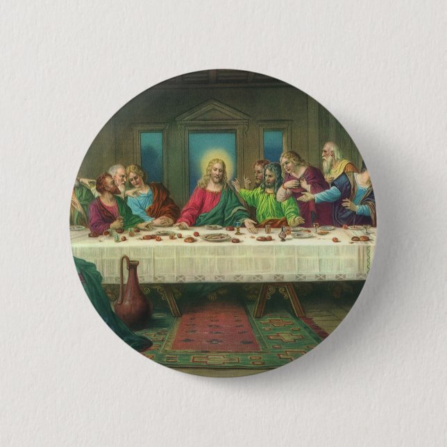 The Last Supper Originally by Leonardo da Vinci Button (Front)