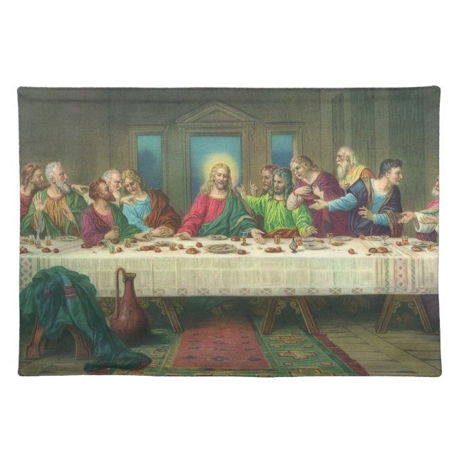 The Last Supper Originally by Leonardo da Vinci Cloth Placemat (Front)