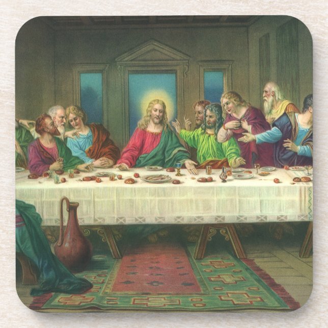 The Last Supper Originally by Leonardo da Vinci Drink Coaster (Front)