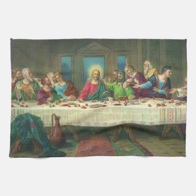 The Last Supper Originally by Leonardo da Vinci Kitchen Towel (Horizontal)