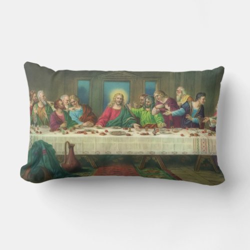 The Last Supper Originally by Leonardo da Vinci Lumbar Pillow