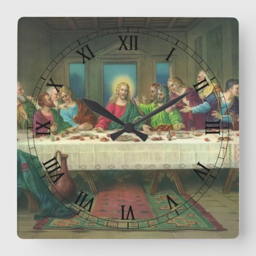 The Last Supper Originally by Leonardo da Vinci Square Wall Clock