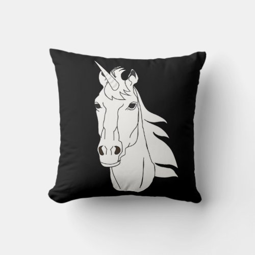 The last unicorn in white throw pillow