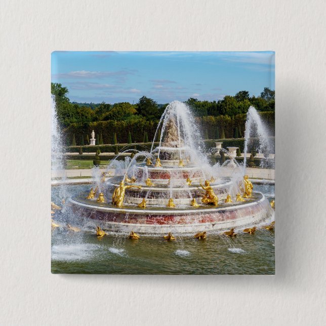 The Latona Fountain in the gardens of Versailles Button (Front)
