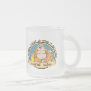 The Laughing Buddha Frosted Glass Coffee Mug