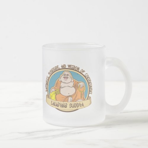 The Laughing Buddha Frosted Glass Coffee Mug