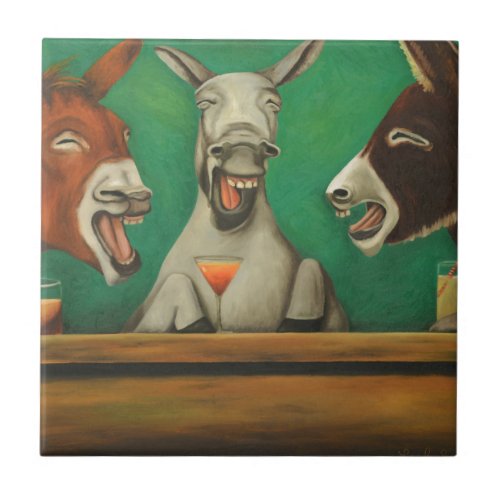 The Laughing Donkeys Ceramic Tile