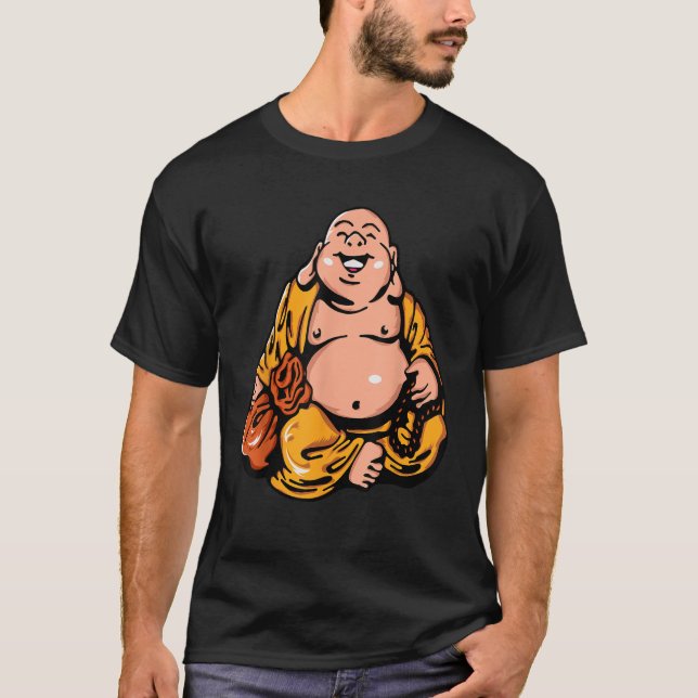 The Laughing Fat Buddha Vector Graphic Smiling Bud T-Shirt (Front)