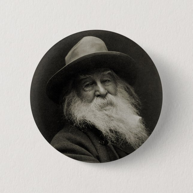 The Laughing Philosopher Poet Walt Whitman Pinback Button (Front)