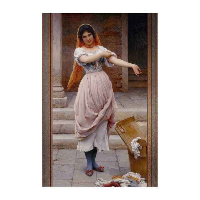 The Laundress by Eugen von Blaas Acrylic Print (Front)
