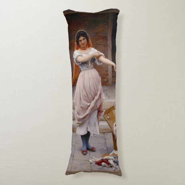 The Laundress by Eugen von Blaas Body Pillow (Front Vertical)