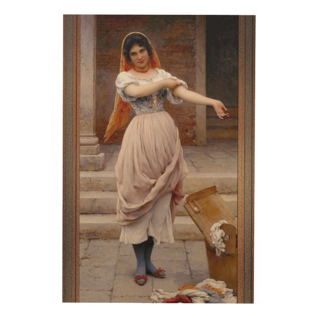 The Laundress by Eugen von Blaas Wood Wall Art (Front)
