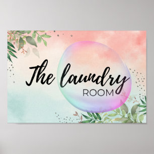 The Laundry Room Bright Watercolor Poster