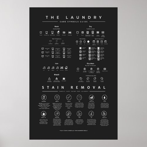 The Laundry Symbols Guide With Stain Removal Poster