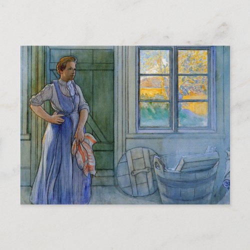 The Laundry Woman Looking at Washboard Postcard