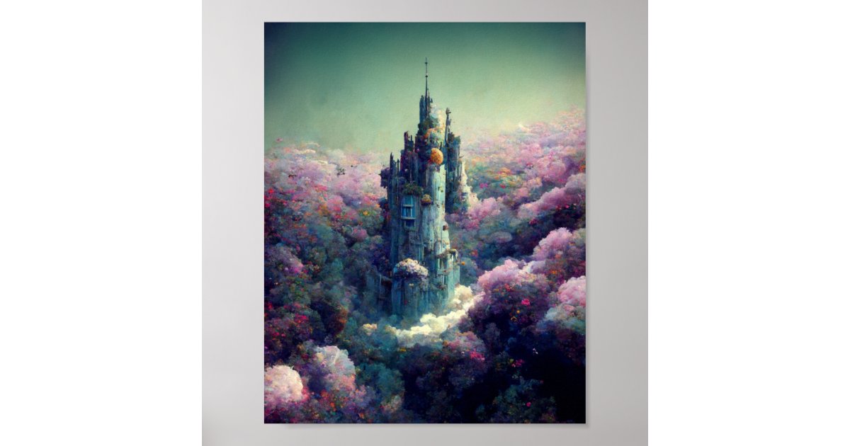 The Lavender Castle Fantasy Sci-Fi Art Poster | Zazzle