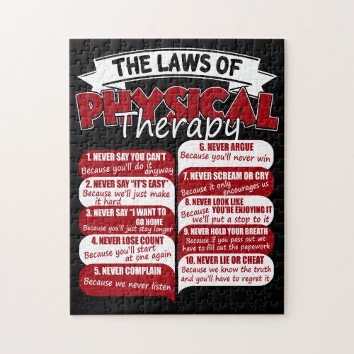 The Laws Of Physical Therapy Awesome Therapist Jigsaw Puzzle