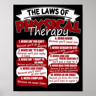 The Laws Of Physical Therapy Awesome Therapist Poster