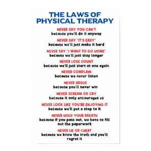 The Laws of Physical Therapy - Funny Motivational  Poster