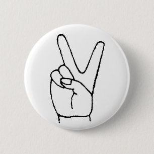 the lazy peace sign pinback button