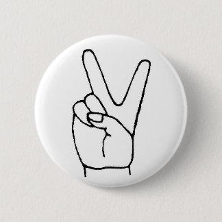 the lazy peace sign pinback button