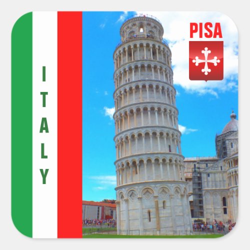 The Leaning Tower Of Pisa And The Pisan Cross Square Sticker