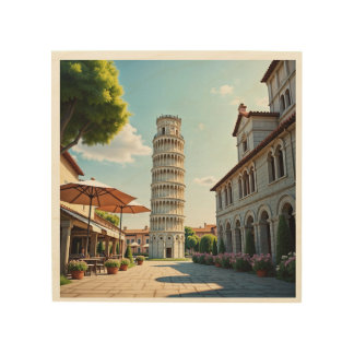 The Leaning Tower of Pisa in Italy Wood Wall Art