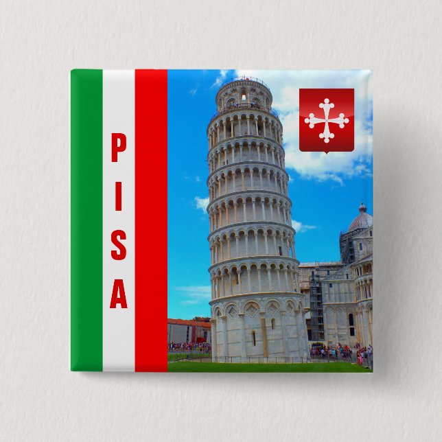 The Leaning Tower of Pisa - Italy Button (Front)