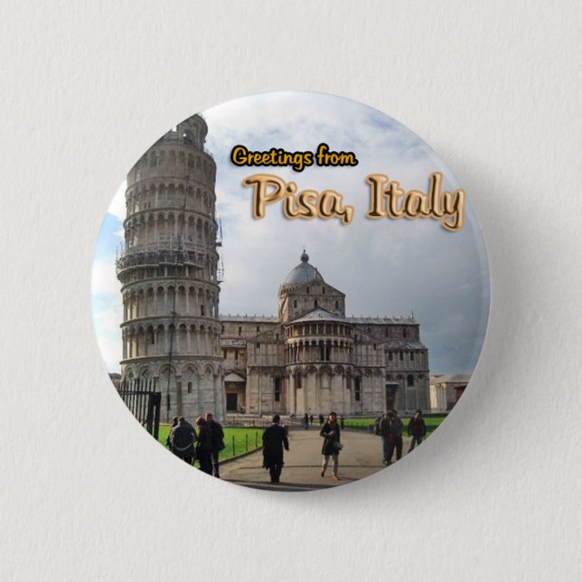 The Leaning Tower of Pisa, Italy Pinback Button (Front)