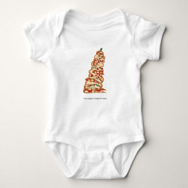 The Leaning Tower of Pizza Baby Bodysuit (Front)