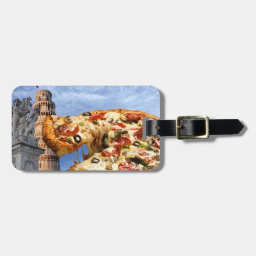 The Leaning Tower of Pizza Pisa Luggage Tag