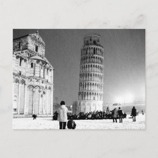 The Leaning Tower under the snow (B&W) Postcard