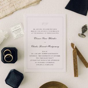The Legacy Suite Traditional Monogram Wedding Letterpress Invitation