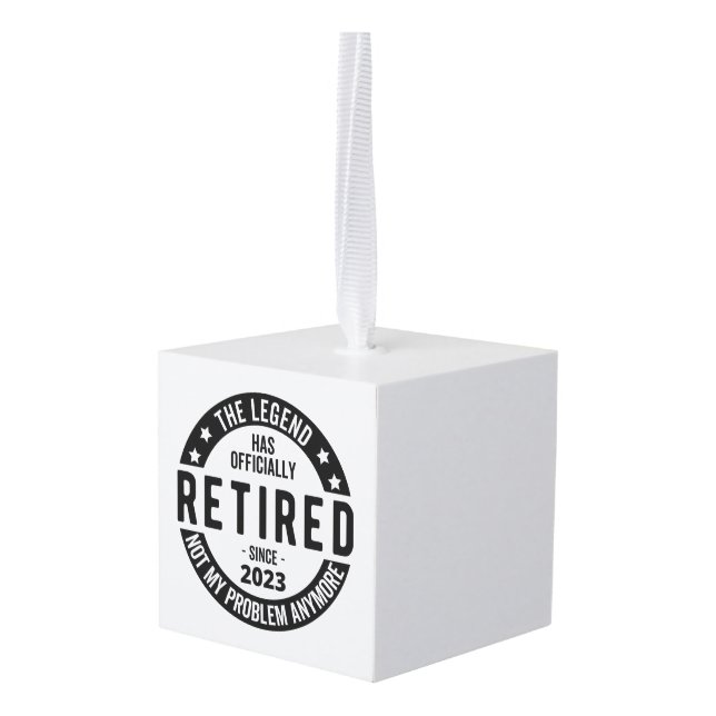 The Legend Has Officially Retired, Retired 2023 Cube Ornament (Back Angled)