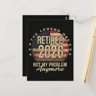 The Legend Has Retired 2026 Funny  Postcard