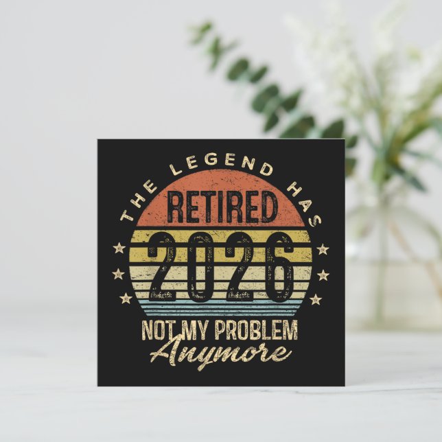 The Legend Has Retired 2026 Retro Sunset Graphic Invitation (Standing Front)