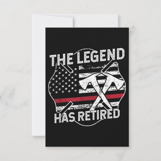 The Legend Has Retired Firefighter Retirement Note Card (Front)