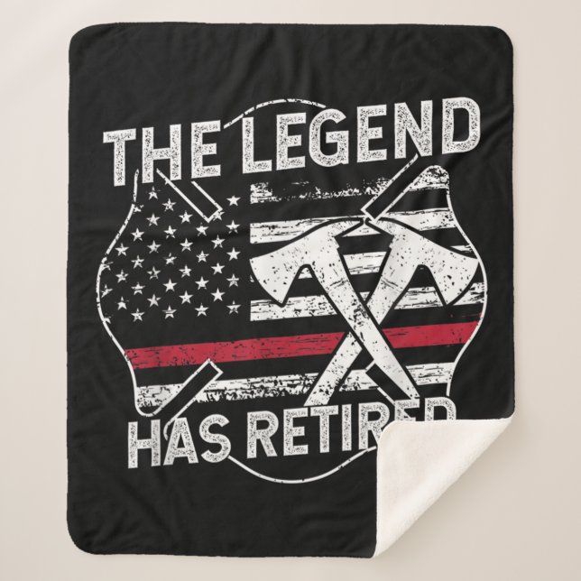 The Legend Has Retired Firefighter Retirement Sherpa Blanket (Front)