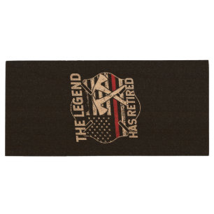 The Legend Has Retired Firefighter Retirement Wood Flash Drive