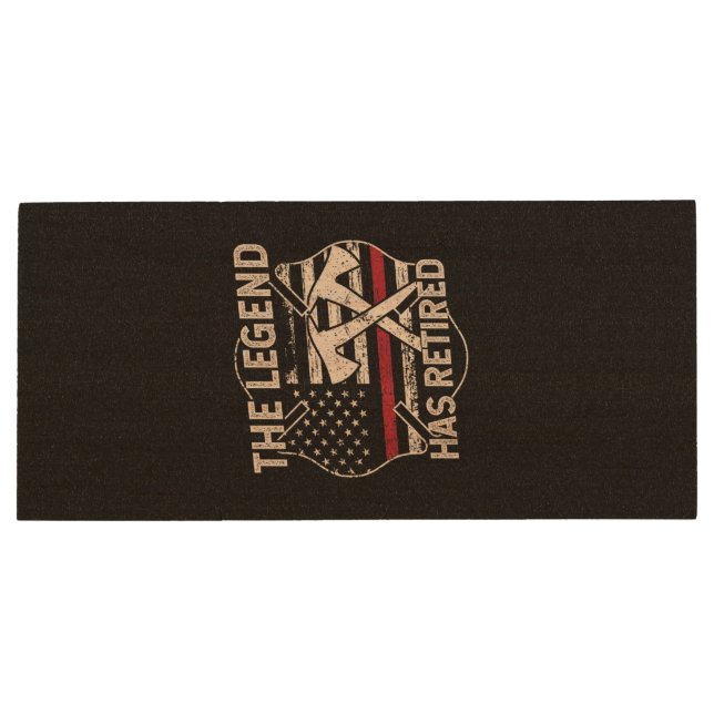 The Legend Has Retired Firefighter Retirement Wood Flash Drive (Back)