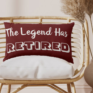 The Legend Has Retired Forest Dark Red and White Lumbar Pillow