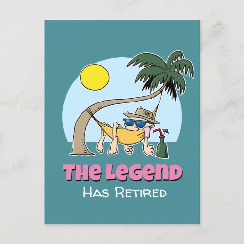 The Legend Has Retired Funny Chill Hammock Cartoon Postcard