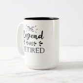 The legend has retired funny retirement gift idea Two-Tone coffee mug (Front Left)