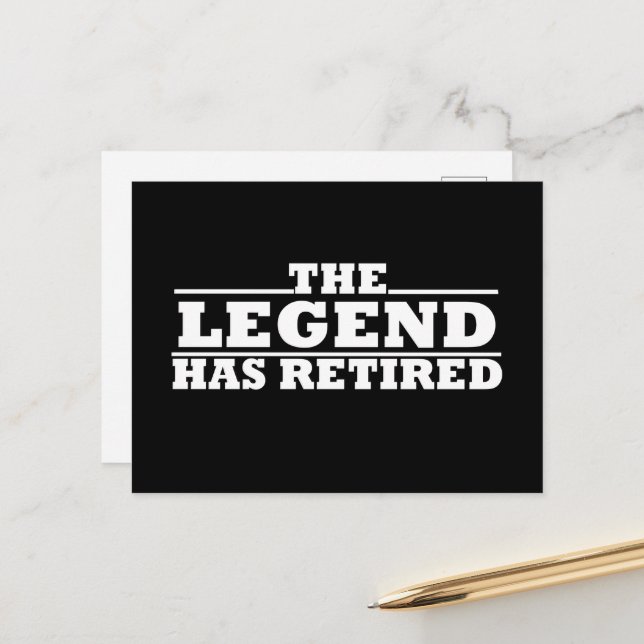 The Legend Has Retired funny retirement Holiday Postcard (Front/Back In Situ)