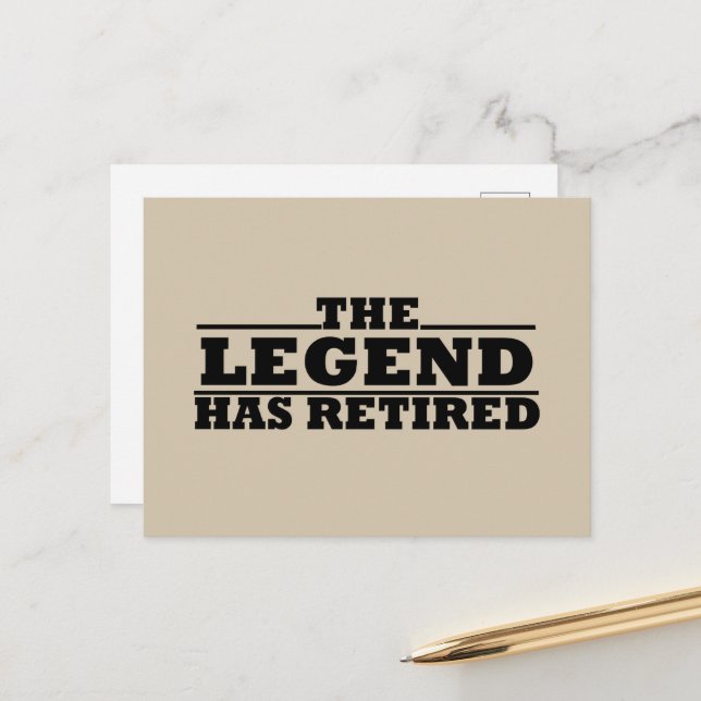 The Legend Has Retired funny retirement Holiday Postcard (Front/Back In Situ)