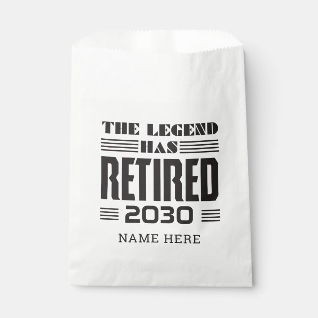 The Legend Has Retired Personalized Retirement Favor Bag (Front)