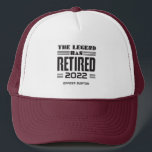 The Legend Has Retired Personalized Retirement Trucker Hat<br><div class="desc">This cute parting gift is bound to make someone's day at their retirement party. Add the year of retirement and a name by clicking on  "Personalize" button above. 
Makes a great leaving gift for your best coworker or boss</div>
