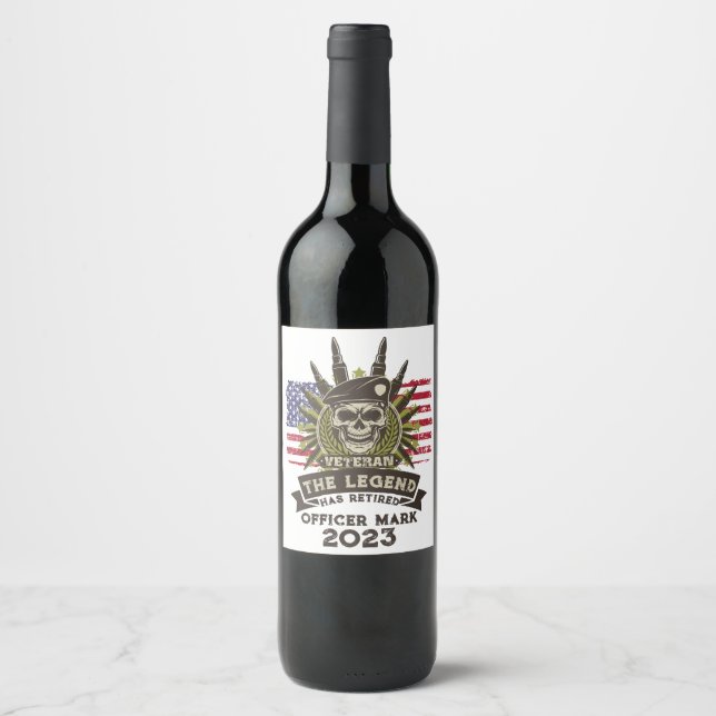 The Legend Has Retired Personalized Veteran Wine Label (Front)