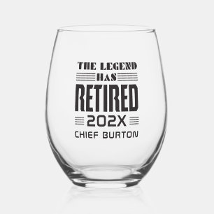 The Legend Has Retired Police Chief Retirement Stemless Wine Glass